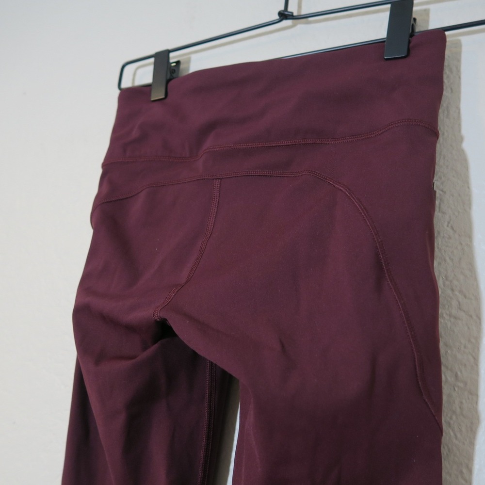 Lululemon Extra Mile Crop Reflective Leggings Garnet W6AH9S Burgundy - Picture 6 of 10